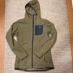Patagonia R1 Air Full Zip Hoody Olive Green and Navy